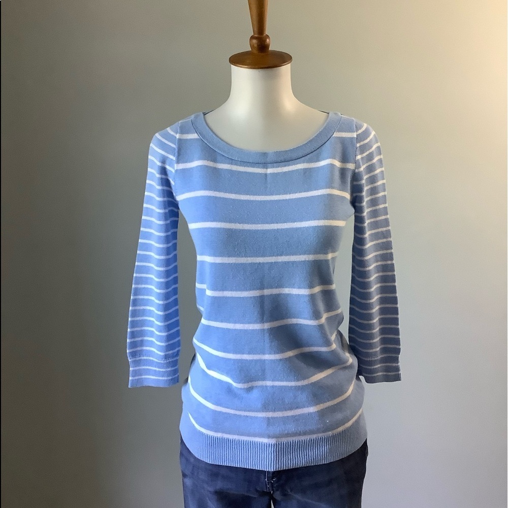 ⭐️ J. Crew Linen Blend Blue and White Striped Sweater Size XXS